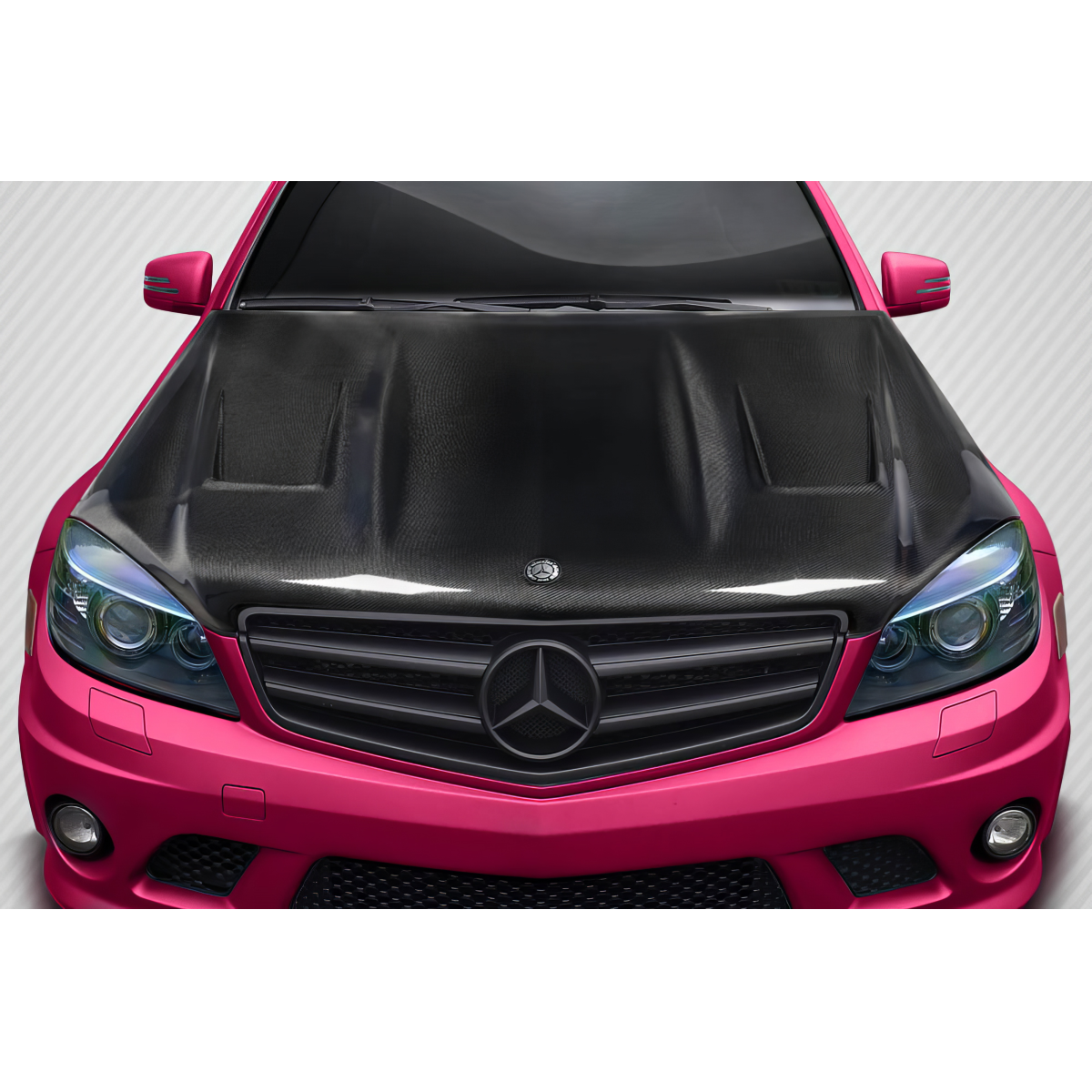 Modify your Mercedes-Benz C300 2008 with our Exterior/Hoods - Front view of vehicle hood at straight angle