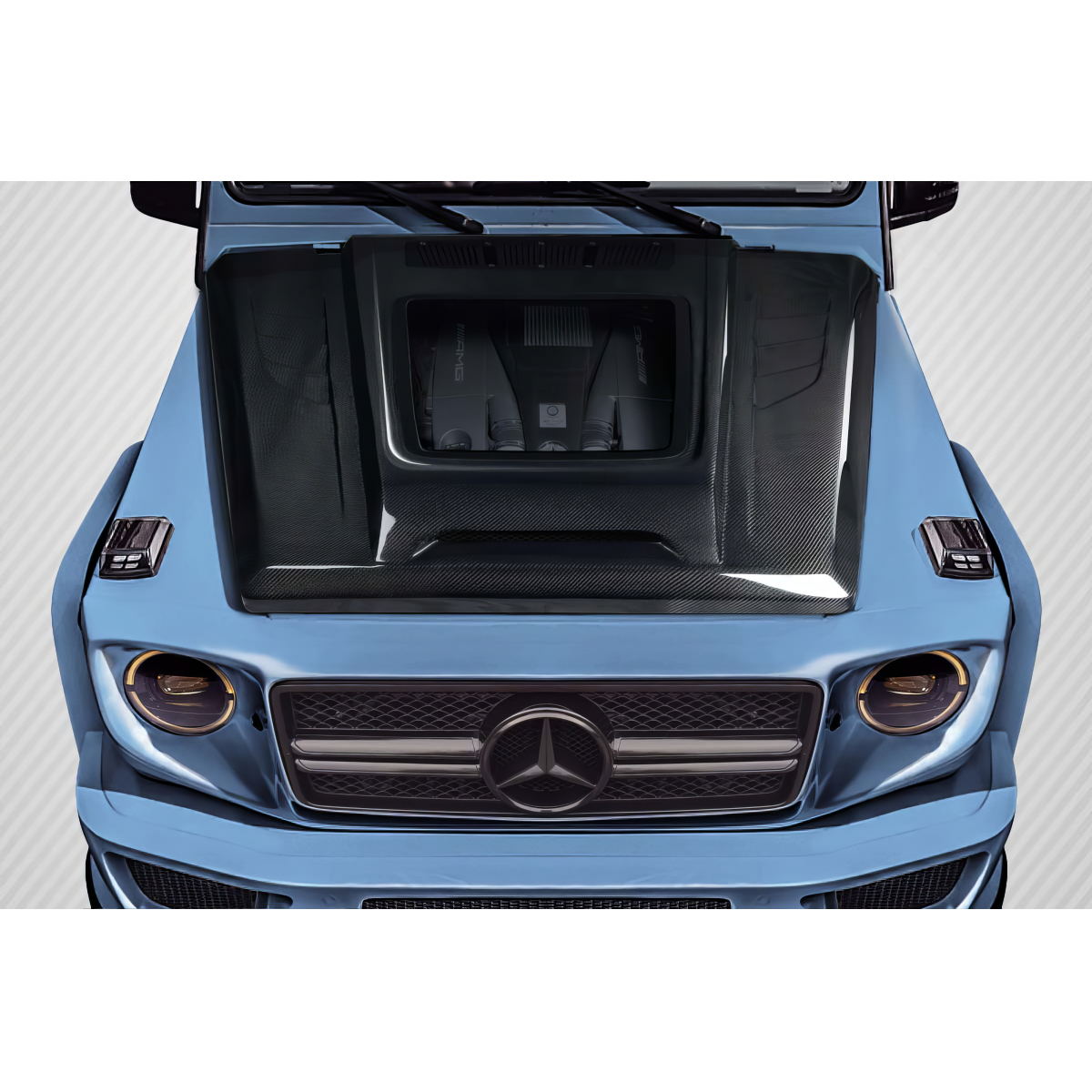 Modify your Mercedes-Benz G-Class 2000 with our Exterior/Hoods - Top view of the hood at an overhead angle