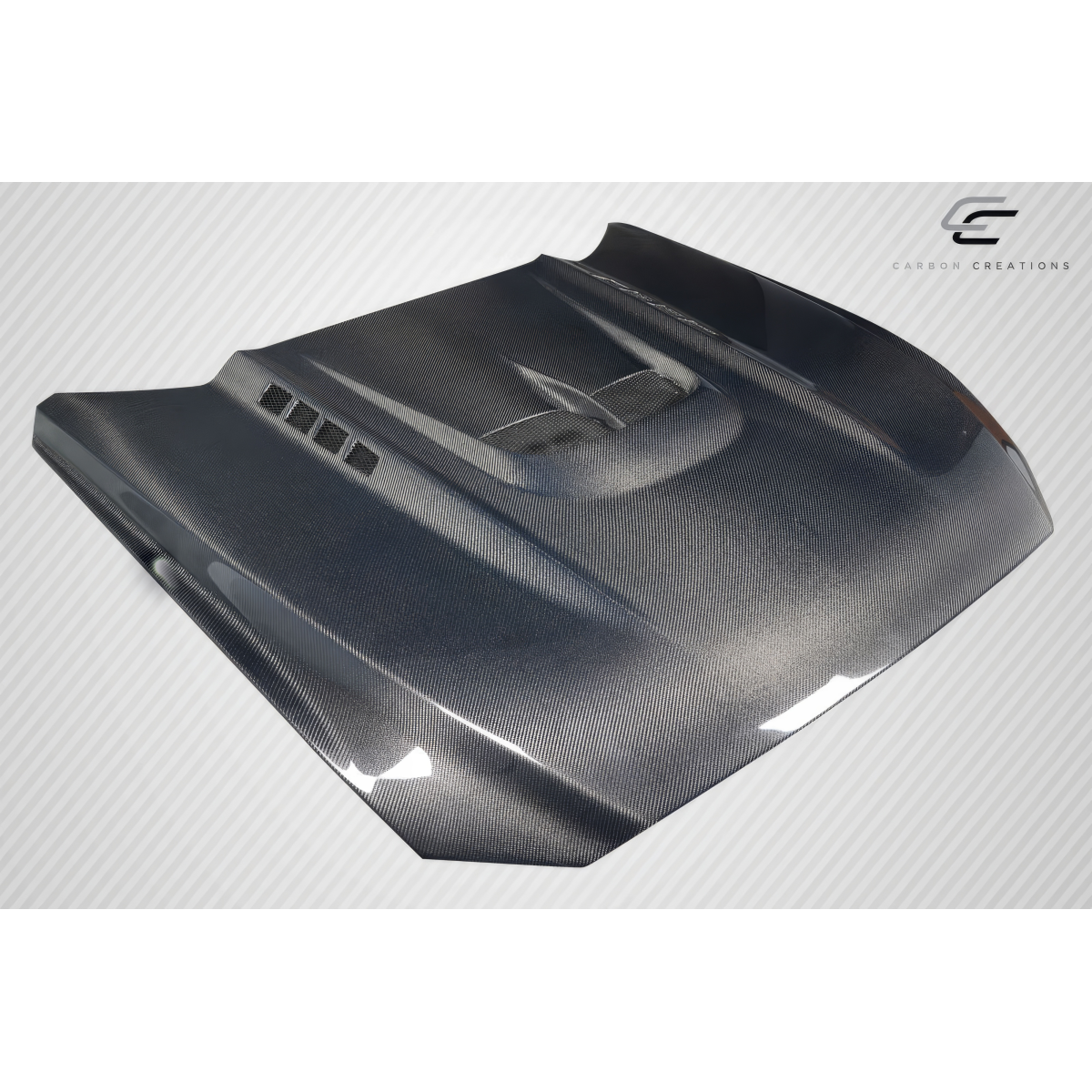 Modify your Ford Mustang 2015 with our Exterior/Hoods - Angle shows hood from a top down perspective