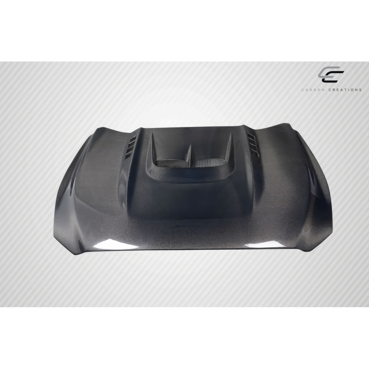 Modify your Ford Mustang 2015 with our Exterior/Hoods - Front view angled slightly from above