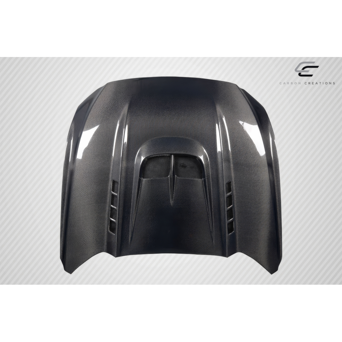 Modify your Ford Mustang 2015 with our Exterior/Hoods - Top view of car hood at a flat angle