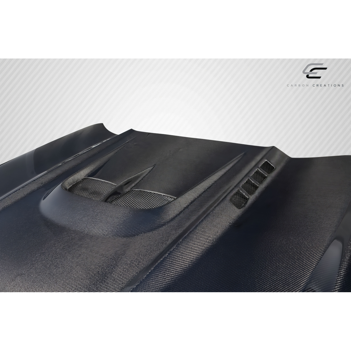 Modify your Ford Mustang 2015 with our Exterior/Hoods - Top view of carbon fiber hood part