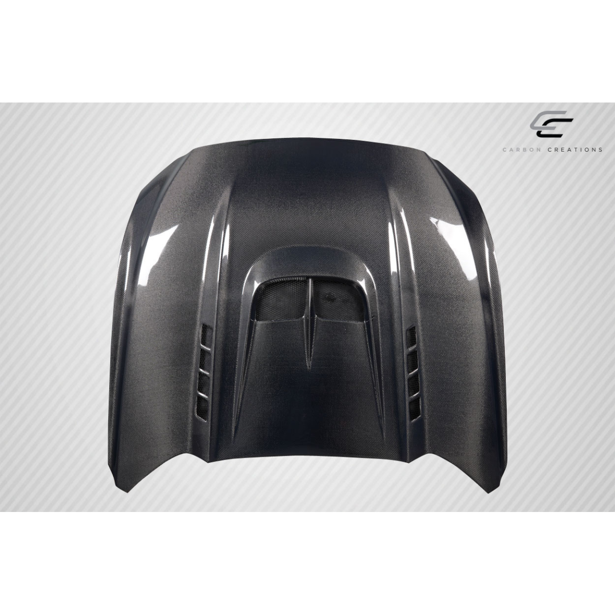 Modify your Ford Mustang 2015 with our Exterior/Hoods - Top view of hood at a slight angle downward