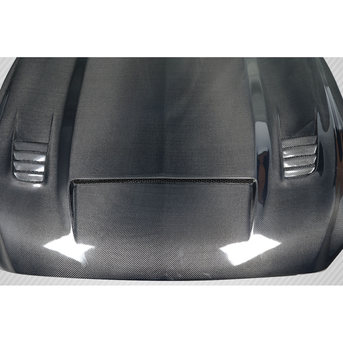 Modify your Ford Mustang 2015 with our Exterior/Hoods - Top down view of carbon fiber hood section