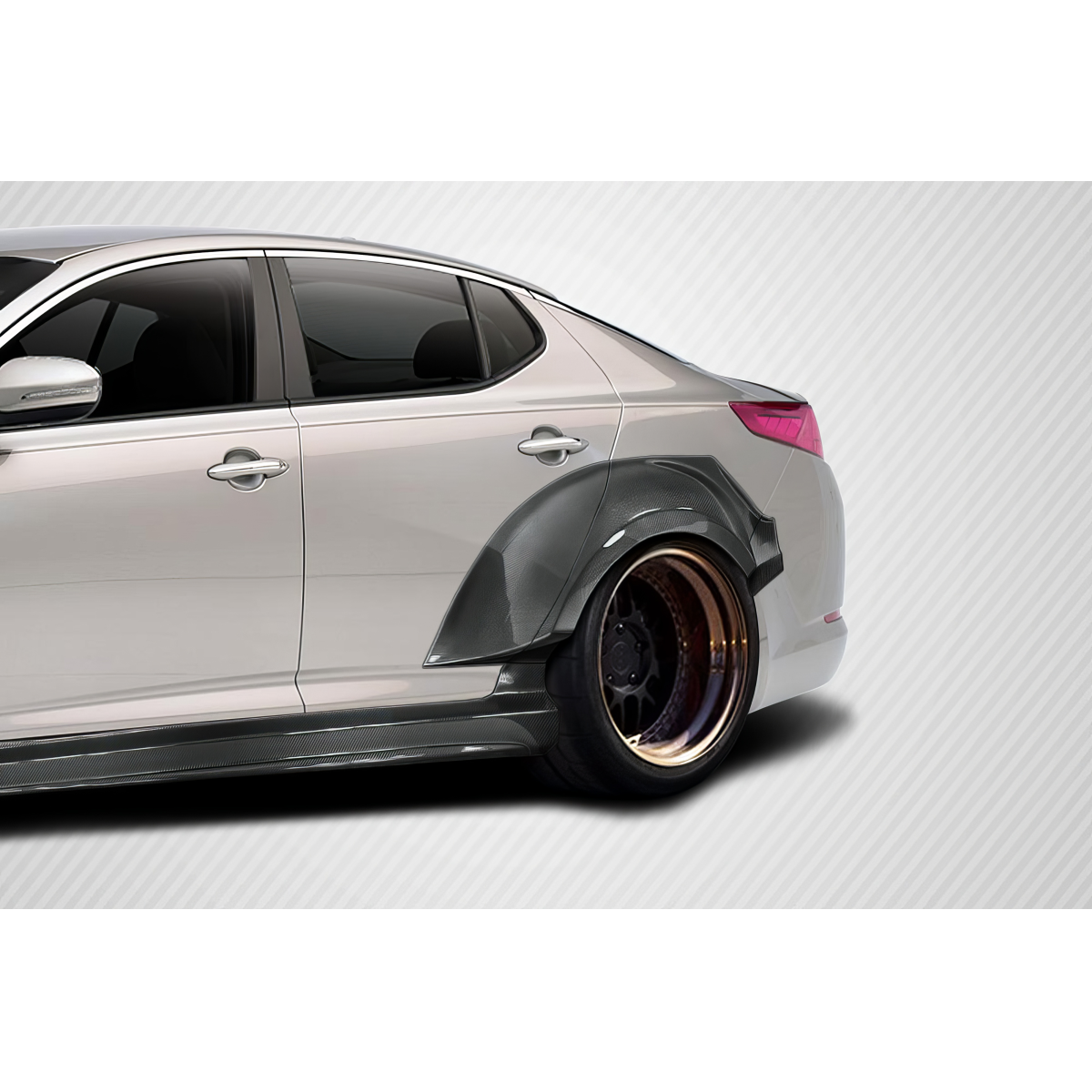 Modify your KIA Optima 2011 with our Exterior/Complete Body Kits - Angle shows a rear quarter view of the vehicle