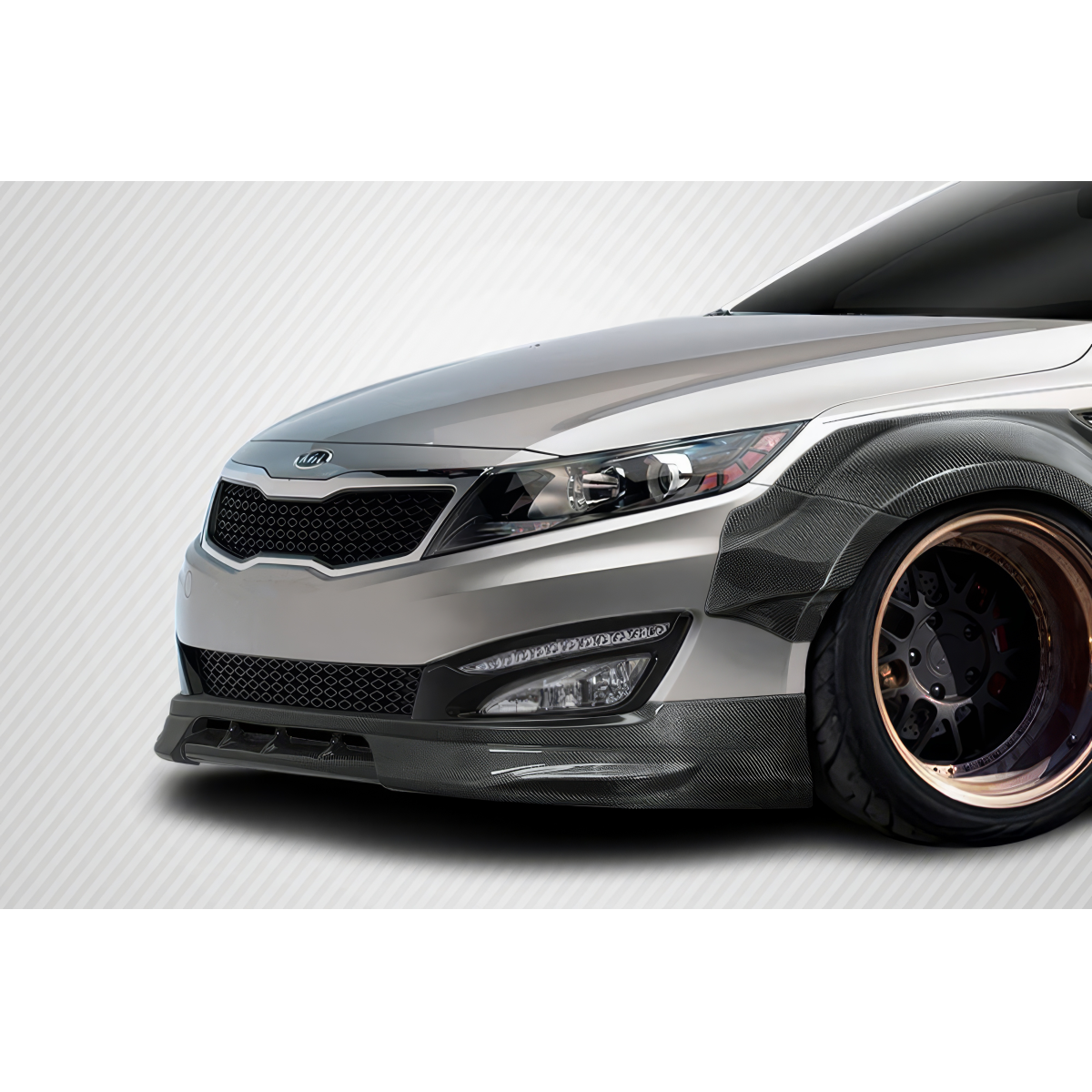 Modify your KIA Optima 2011 with our Exterior/Complete Body Kits - Front angle view of a modified KIA Optima