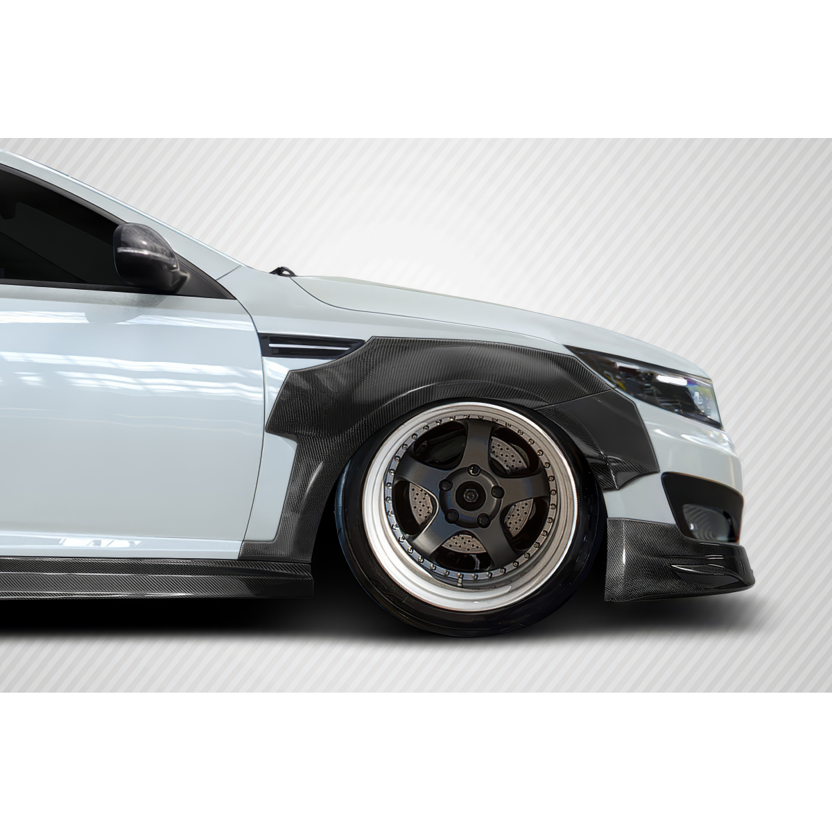 Modify your KIA Optima 2011 with our Exterior/Complete Body Kits - Side angle view of the car and fender part