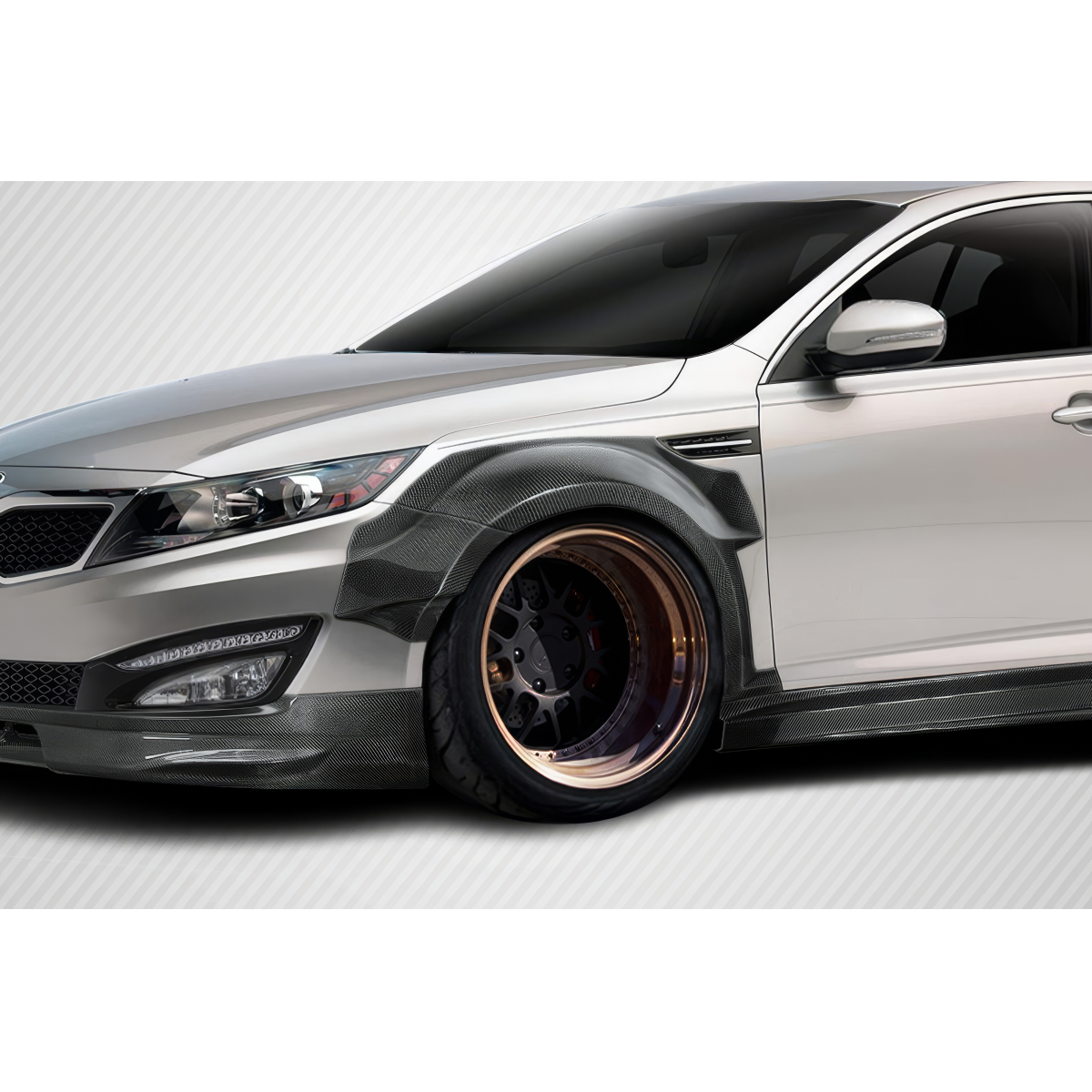 Modify your KIA Optima 2011 with our Exterior/Complete Body Kits - Side angled view of vehicle focusing on fender