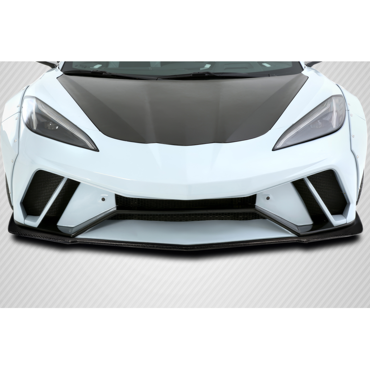 Modify your Chevrolet Corvette 2020 with our Exterior/Front Bumpers or Lips - Front view of the car at a slight angle