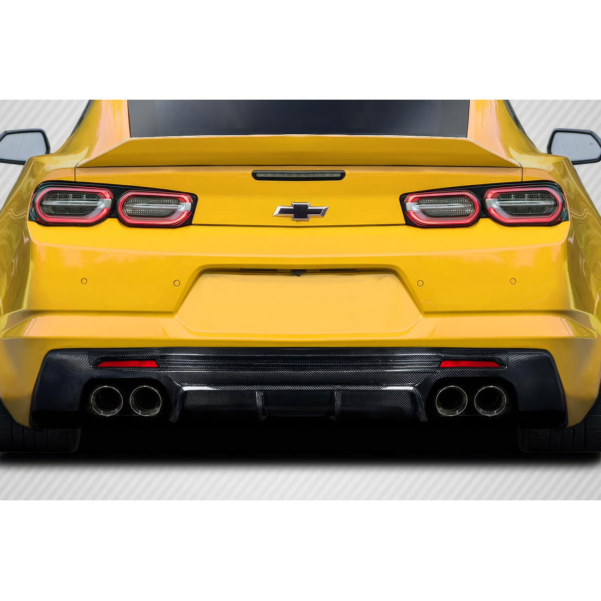 Modify your Chevrolet Camaro 2016 with our Exterior/Diffusers - Rear view angle of a Chevrolet Camaro