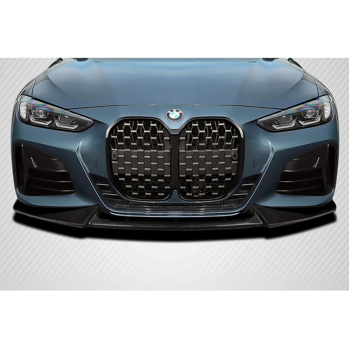 Modify your BMW 4-Series 2021 with our Exterior/Front Lips - Front view of carbon fiber front lip spoiler