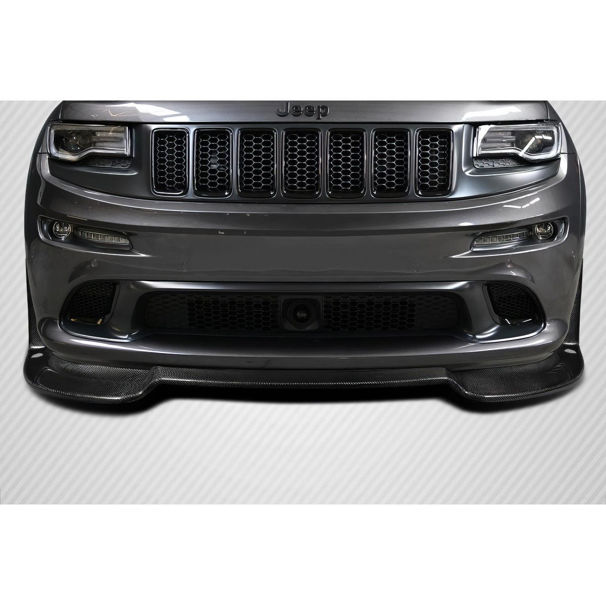 Modify your Jeep Cherokee 2012 with our Exterior/Front Bumpers or Lips - Front view of carbon fiber lip spoiler
