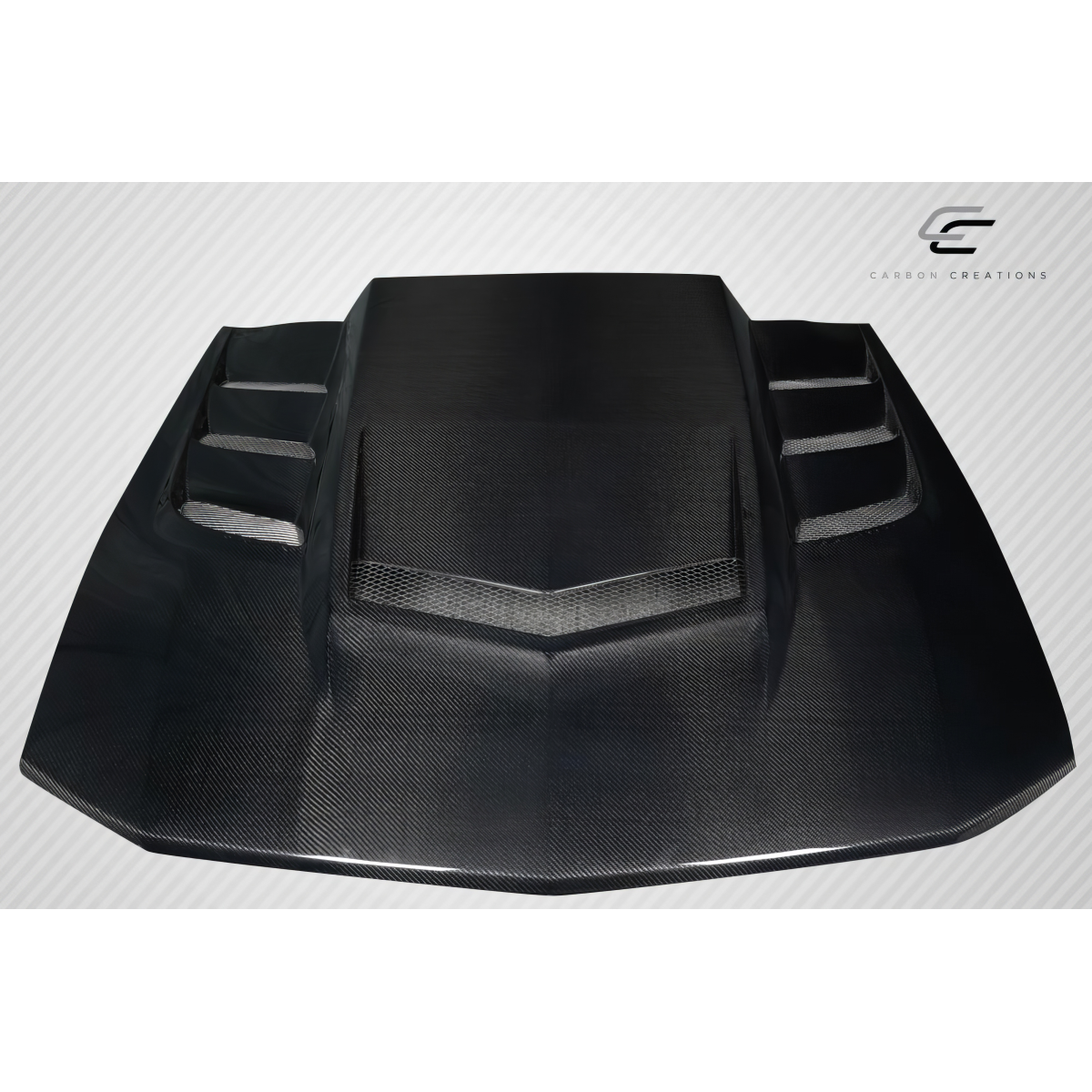 Modify your Ford Mustang 2005 with our Exterior/Hoods - Front angle view of carbon fiber hood