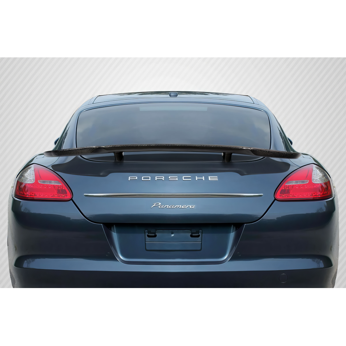 Modify your Porsche Panamera 2010 with our Exterior/Wings - Image shows rear view at slight downward angle