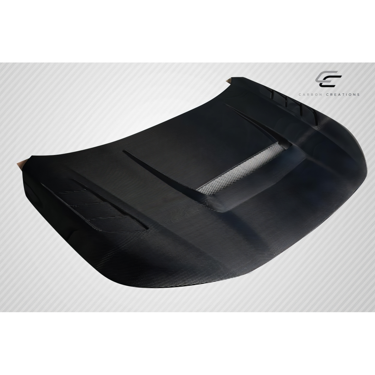 Modify your Honda Civic 2022 with our Exterior/Hoods - Angled view showcasing the carbon fiber hood design