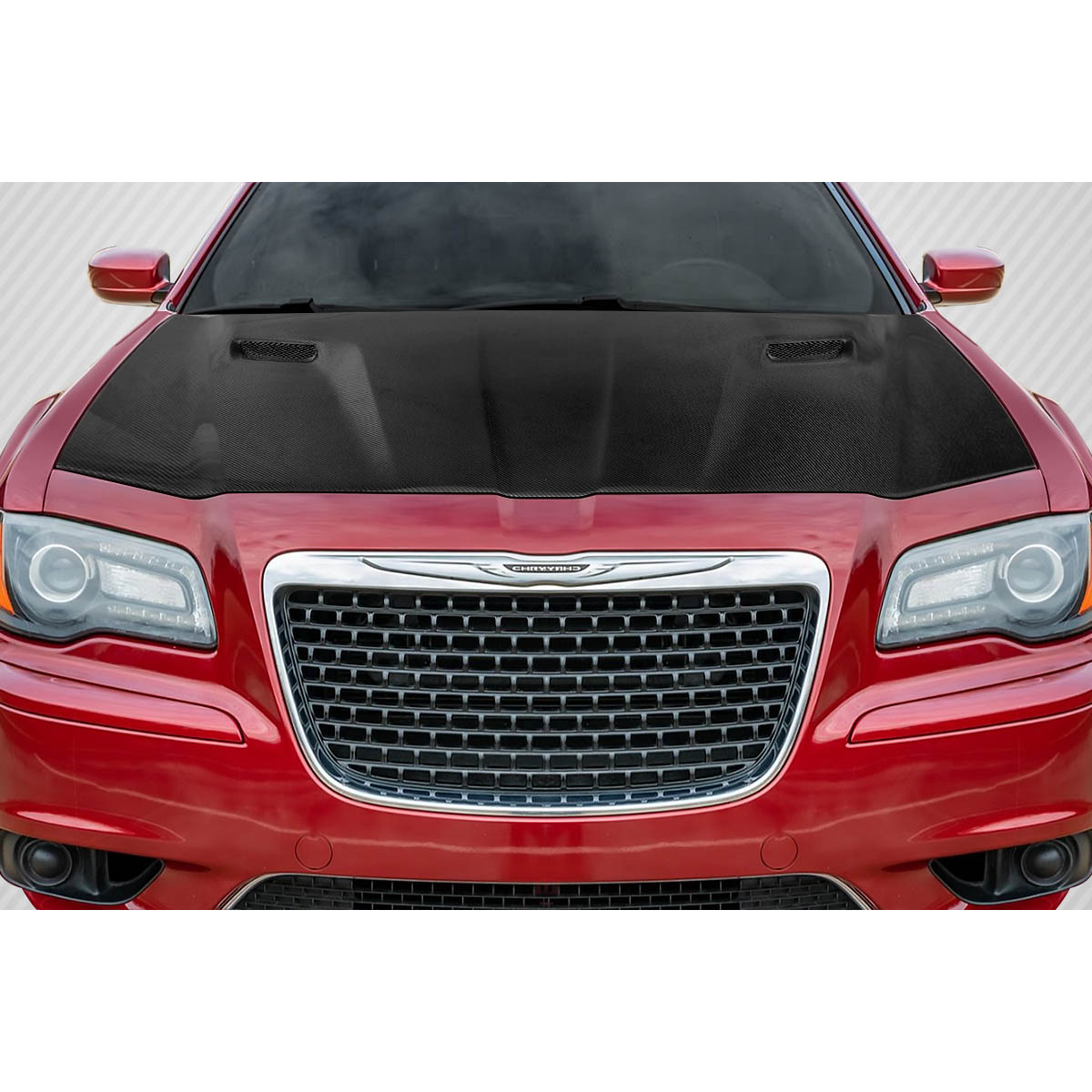 Modify your Chrysler 300 2011 with our Exterior/Hoods - Front view of a car hood angled straight