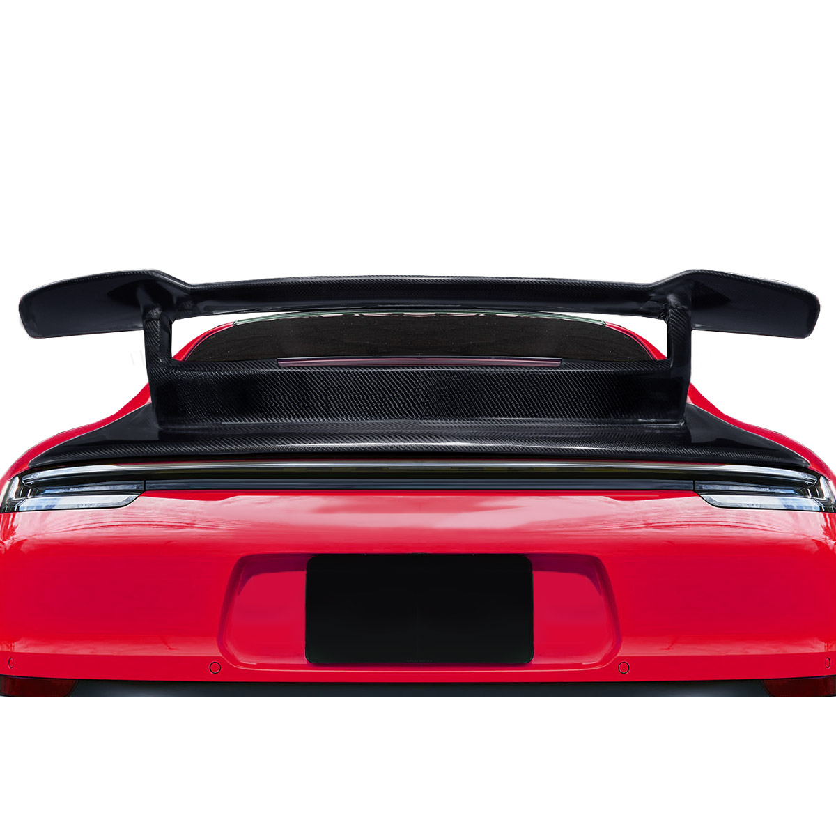 Modify your Porsche 911 2020 with our Exterior/Wings - Rear view at a slight upward angle showing spoiler