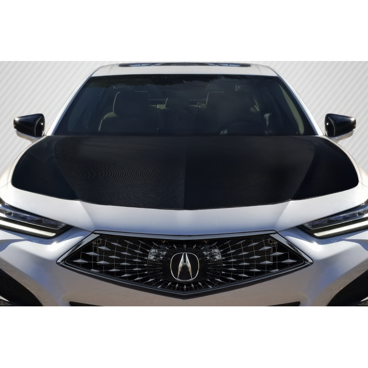 Modify your Acura TLX 2021 with our Exterior/Hoods - Front view of car hood at a slight angle