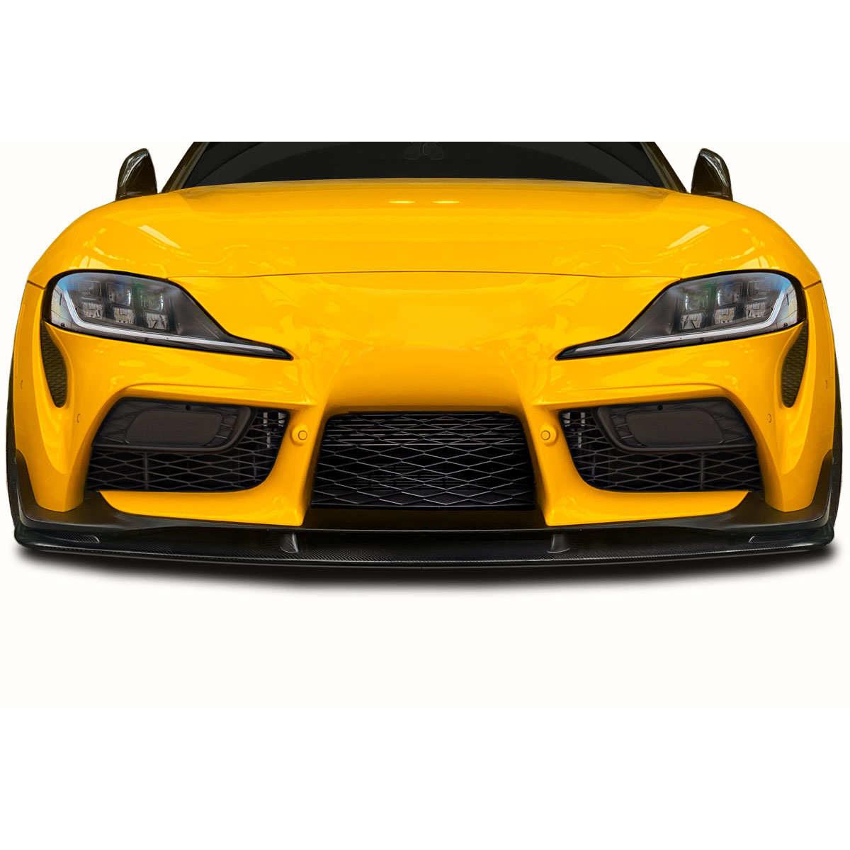 Modify your Toyota Supra 2020 with our Exterior/Front Bumpers or Lips - Front view looking straight at the vehicle