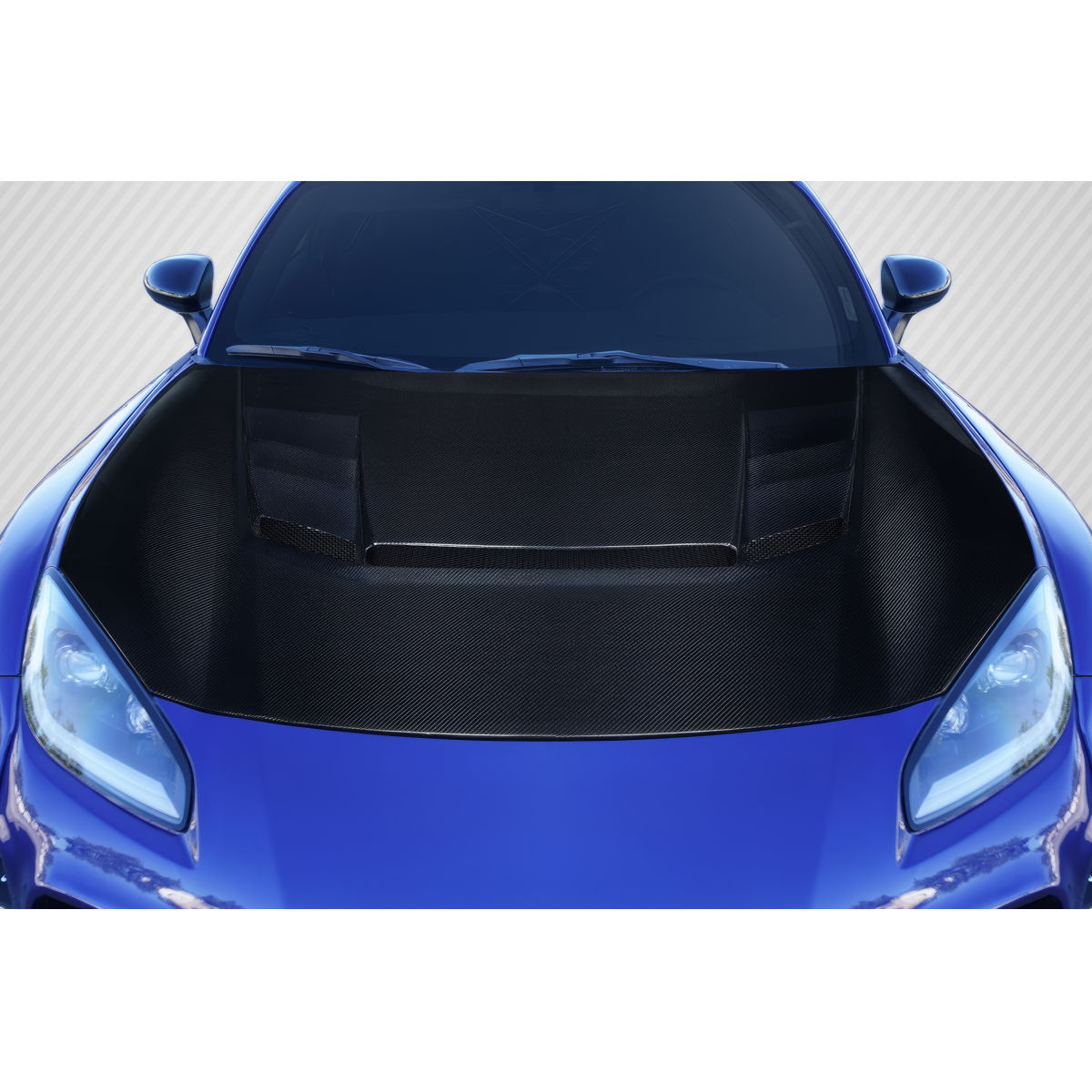 Modify your Subaru BRZ 2022 with our Exterior/Hoods - Angled view of hood showcasing carbon fiber material