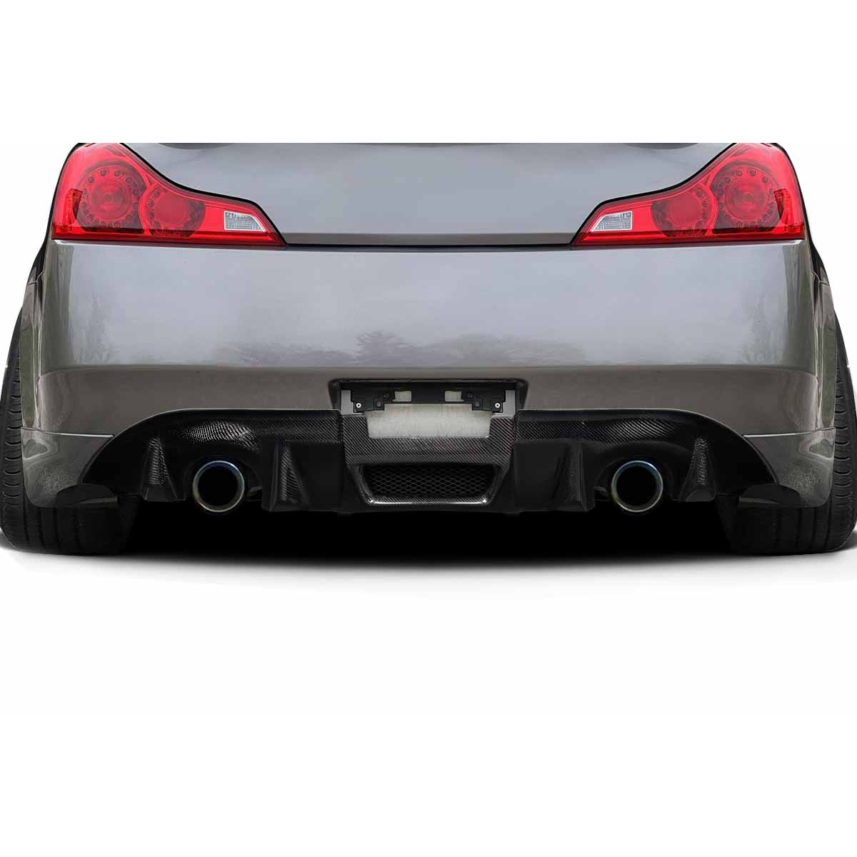 Modify your Infiniti G37 2008 with our Exterior/Diffusers - View is from a low angle at the rear of the vehicle