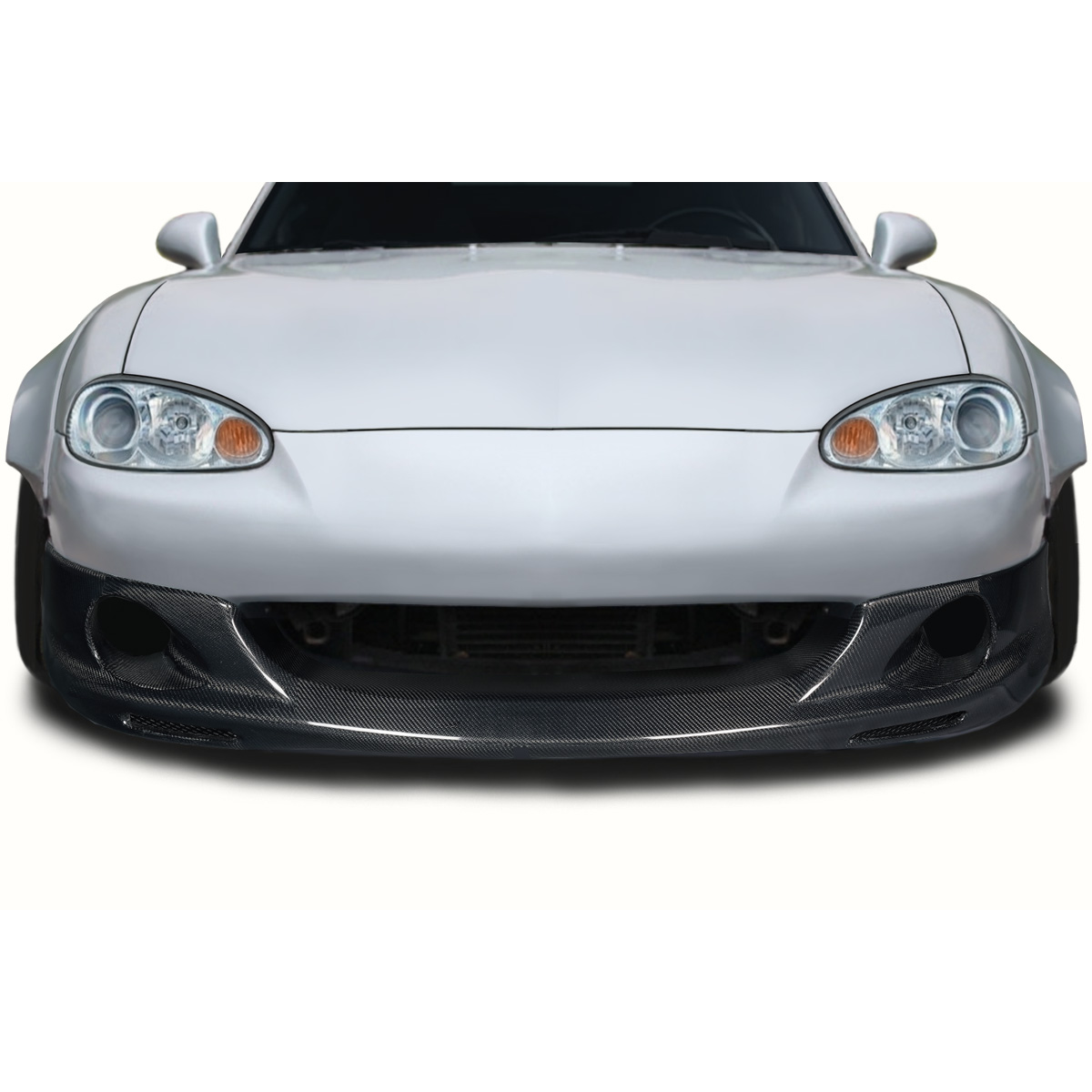 Modify your Mazda Miata 2001 with our Exterior/Front Bumpers or Lips - Front view of the car at a straight angle