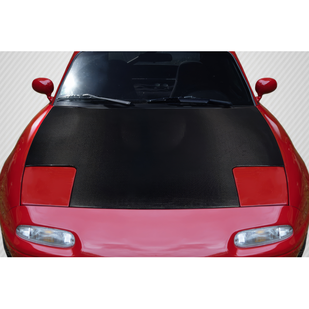 Modify your Mazda Miata 1990 with our Exterior/Hoods - Top down view of the hood part