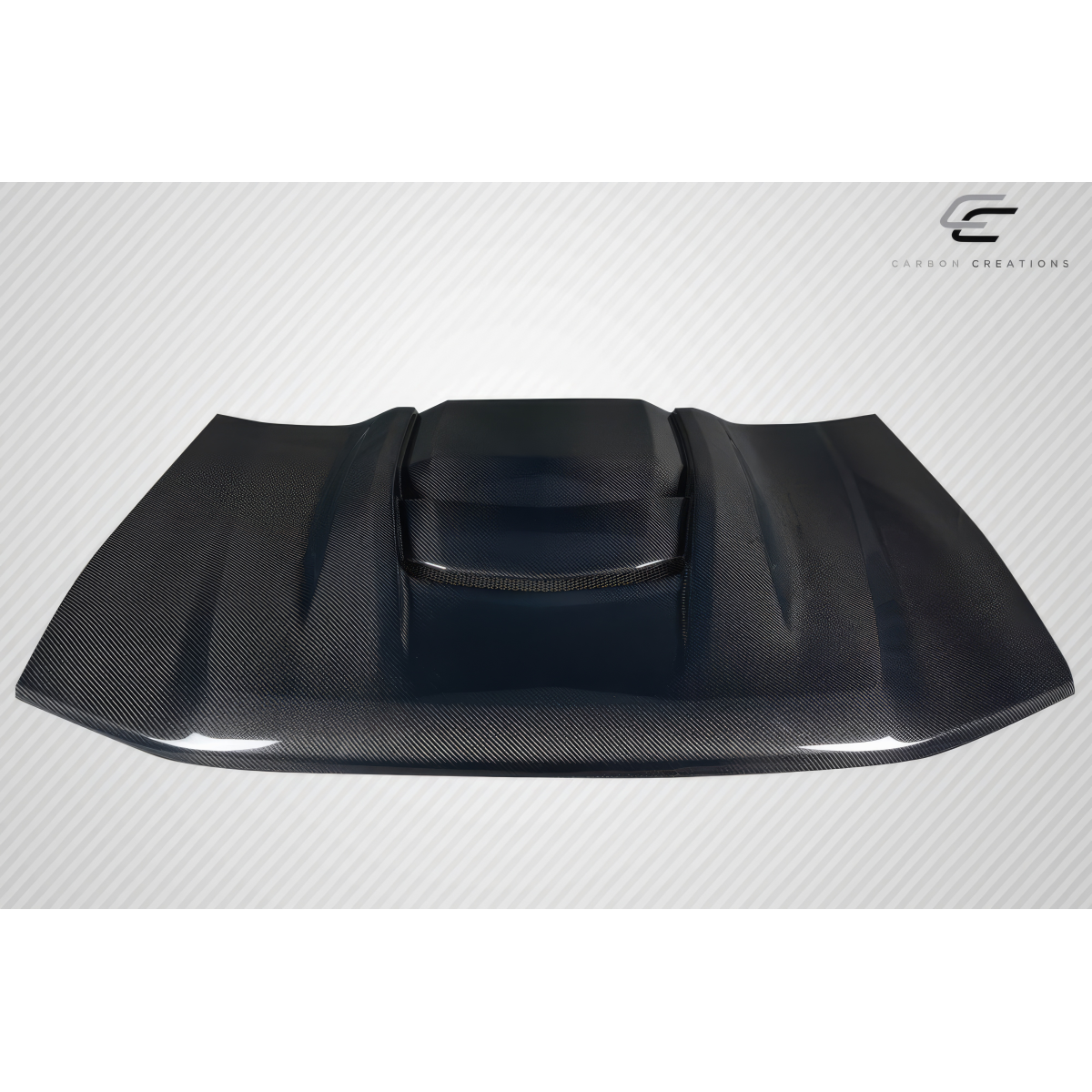 Modify your Chevrolet Trailblazer 2002 with our Exterior/Hoods - Top down angle view of carbon fiber hood part