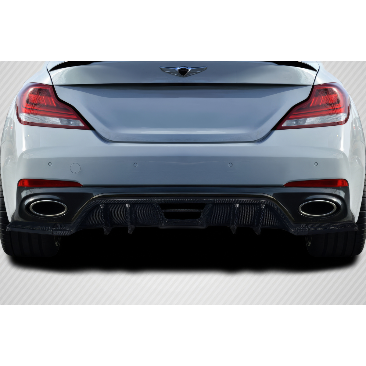 Modify your Genesis G70 2019 with our Exterior/Diffusers - Rear view angle of a car part