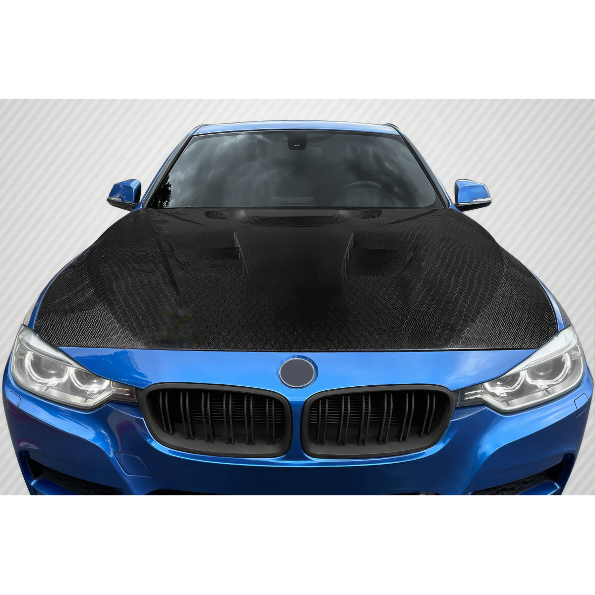 Modify your BMW 3-Series 2012 with our Exterior/Hoods - Front view angle of BMW 3 Series hood