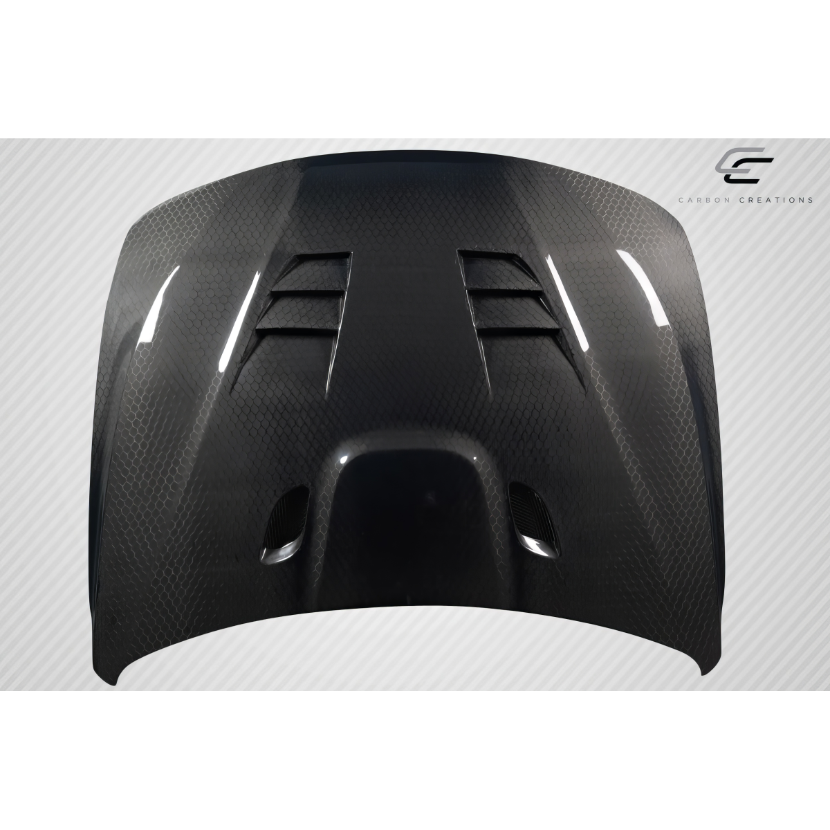 Modify your BMW 3-Series 2012 with our Exterior/Hoods - Top down view of carbon fiber hood part