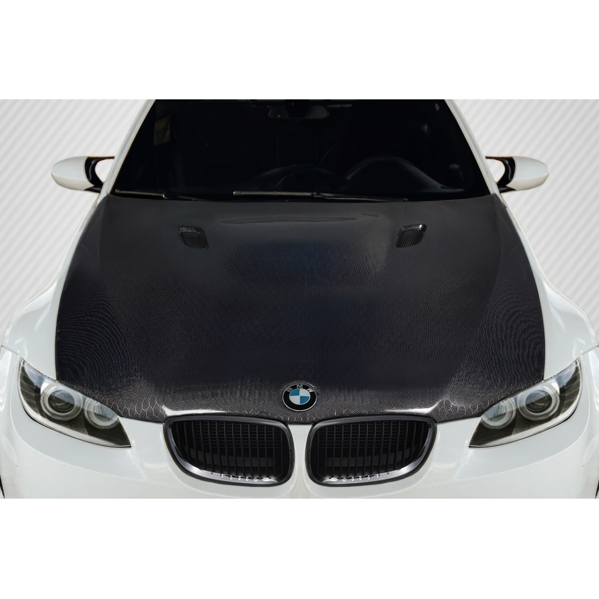 Modify your BMW 3-Series 2007 with our Exterior/Hoods - Top view of the hood at a straight angle