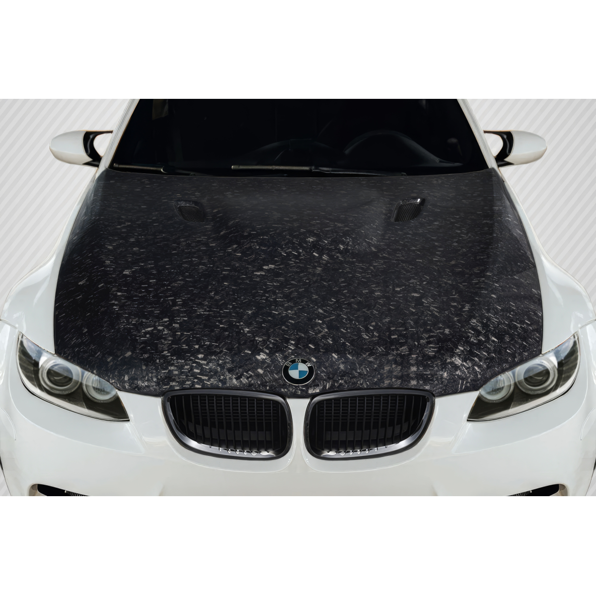 Modify your BMW 3-Series 2007 with our Exterior/Hoods - Front view angled down on car hood