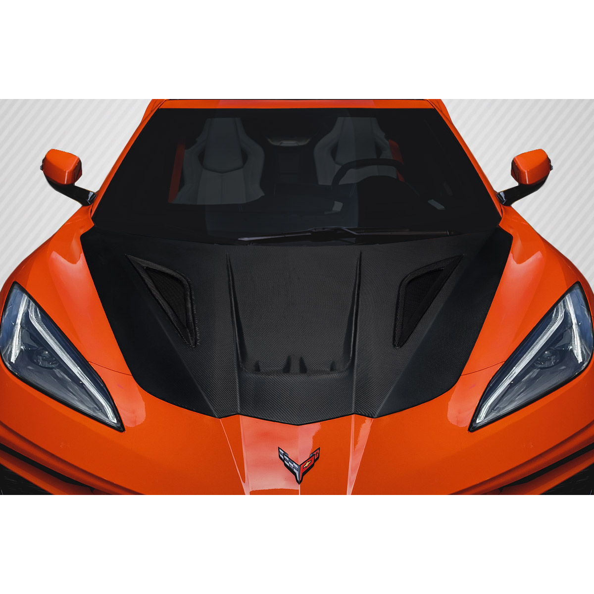 Modify your Chevrolet Corvette 2020 with our Exterior/Hoods - Top down view of the hood of the car