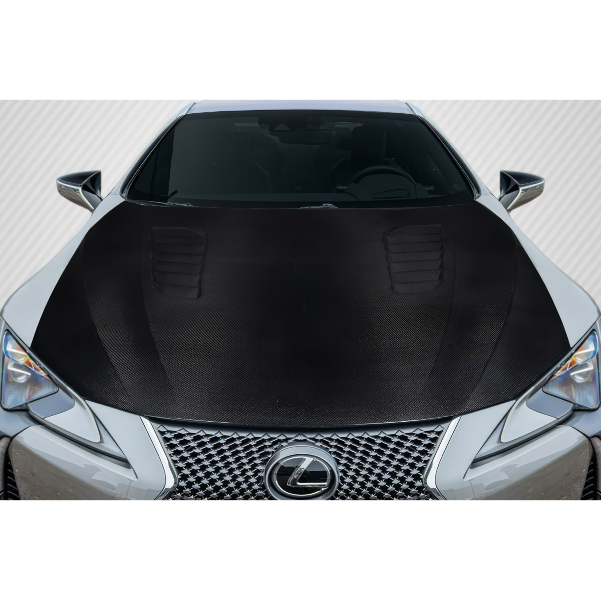 Modify your Lexus LC500 2018 with our Exterior/Hoods - Top view of a carbon fiber hood on a Lexus LC500