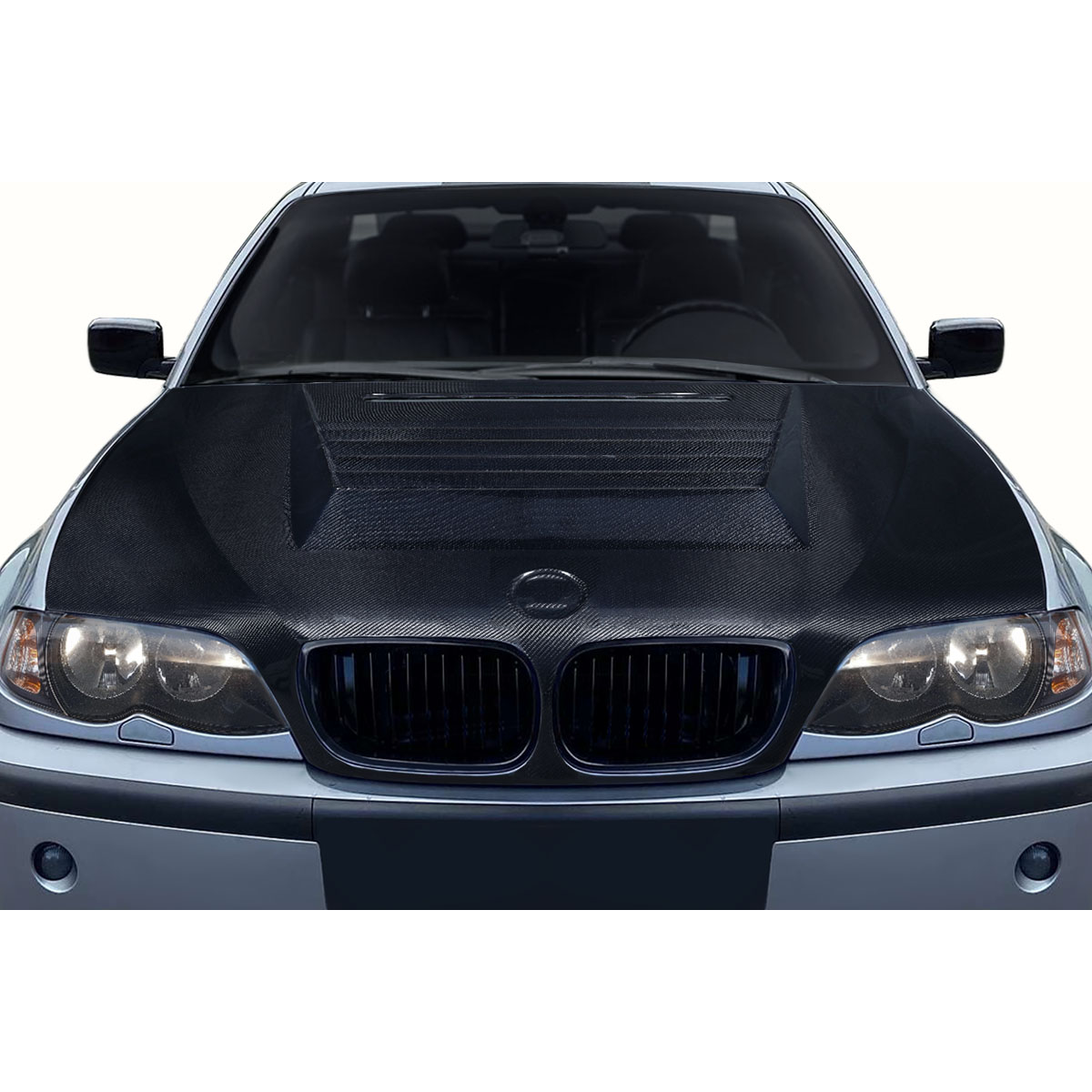 Modify your BMW 3-Series 2002 with our Exterior/Hoods - Front view of carbon fiber hood on BMW 3 Series