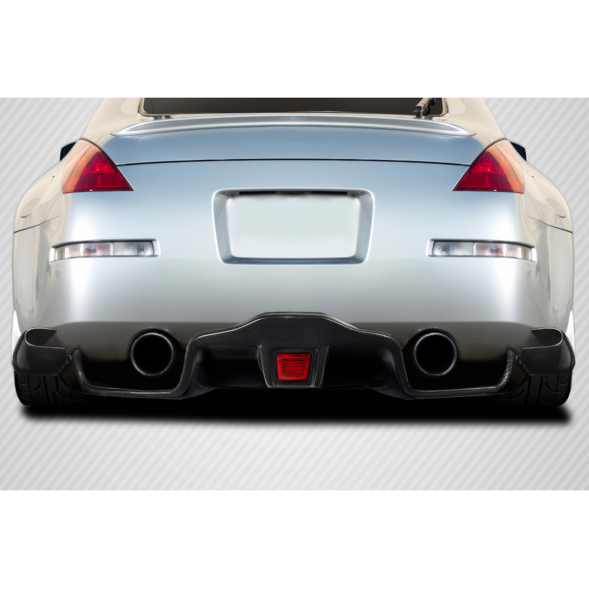 Modify your Infiniti G35 2003 with our Exterior/Diffusers - Rear view angle showing aftermarket diffuser installed