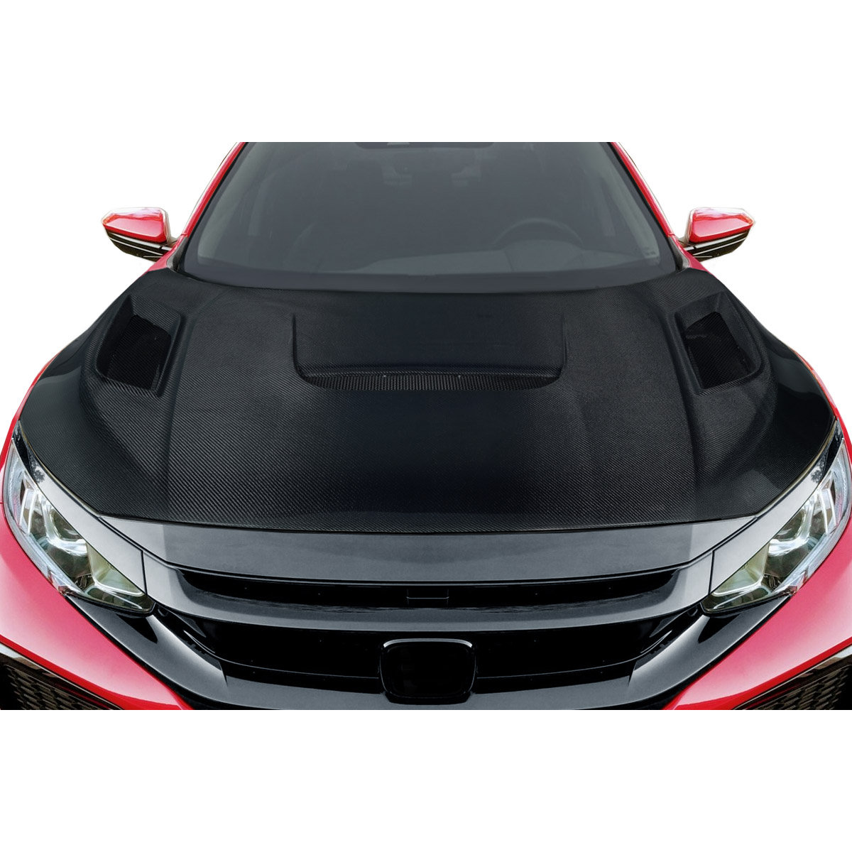 Modify your Honda Civic 2016 with our Exterior/Hoods - Top view of car hood at a straight angle