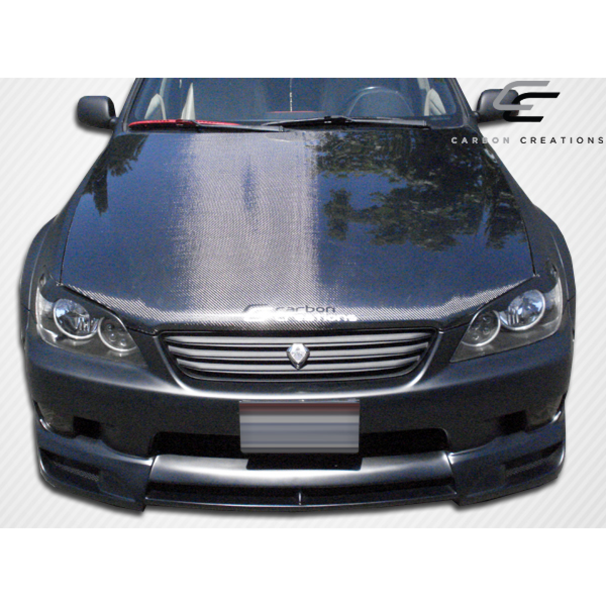 Modify your Lexus IS Series 2000 with our Exterior/Hoods - Front view of the carbon hood at eye level