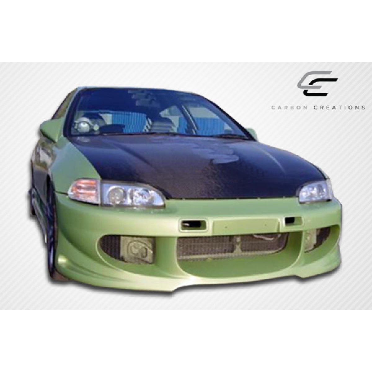 Modify your Honda Civic 1992 with our Exterior/Hoods - Front angle view of a modified Honda Civic