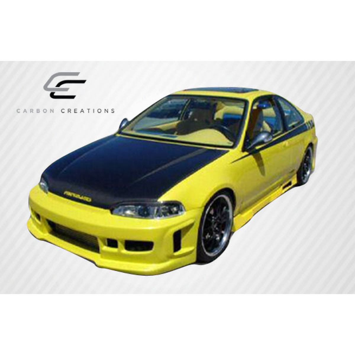 Modify your Honda Civic 1992 with our Exterior/Hoods - Front angled view of hood and car exterior