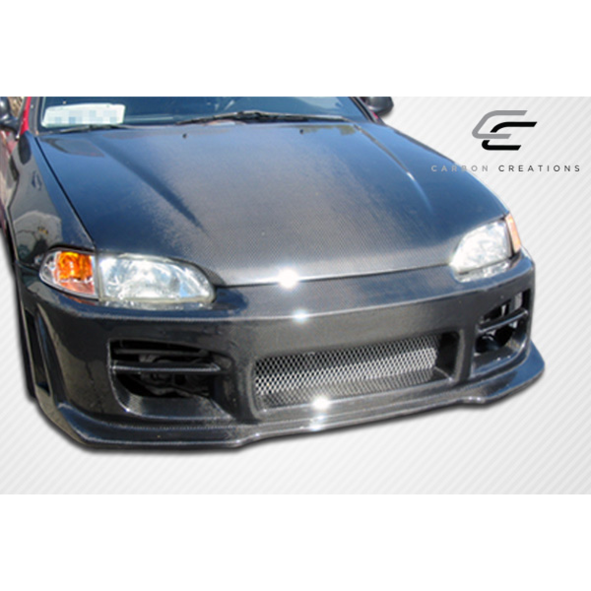 Modify your Honda Civic 1992 with our Exterior/Hoods - Front view of hood at an angle