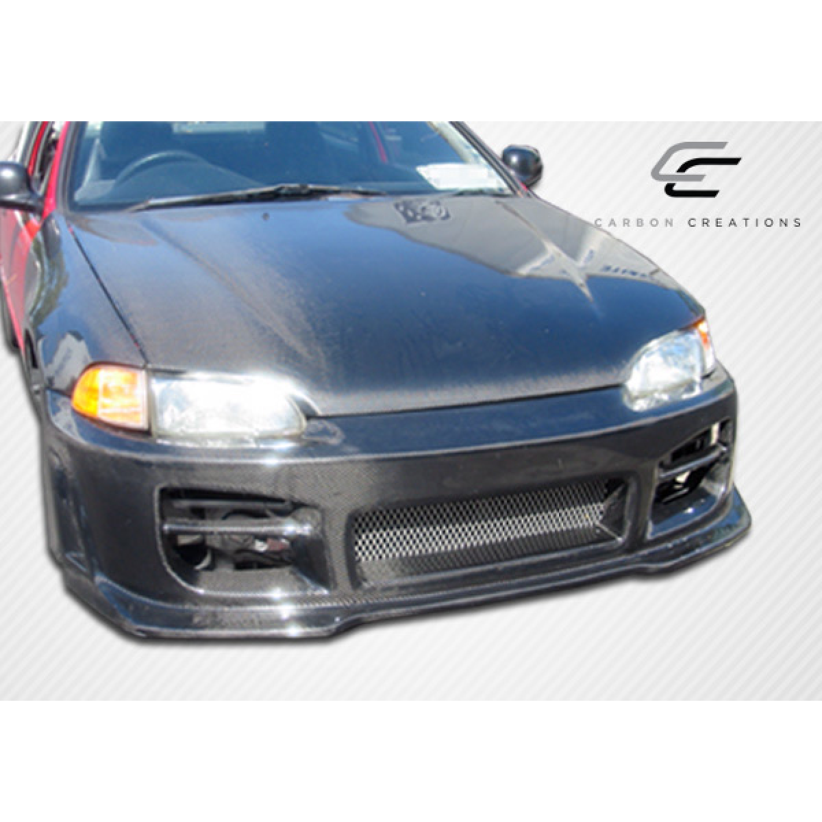 Modify your Honda Civic 1992 with our Exterior/Hoods - Front view of the vehicle slightly angled