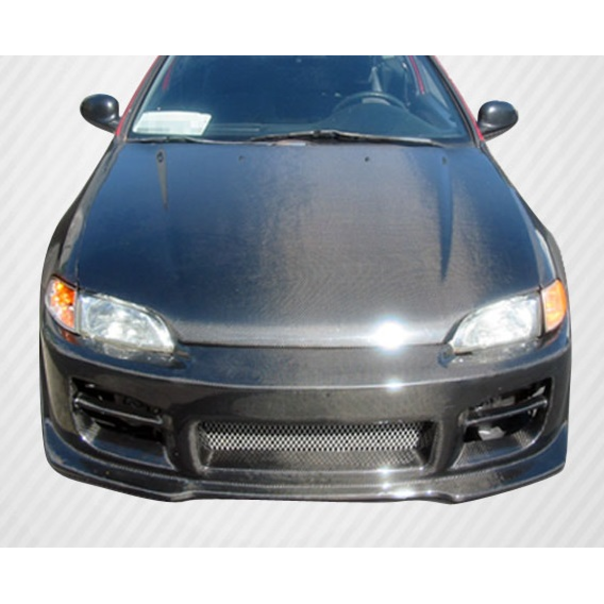 Modify your Honda Civic 1992 with our Exterior/Hoods - Front view of vehicle hood at eye level angle