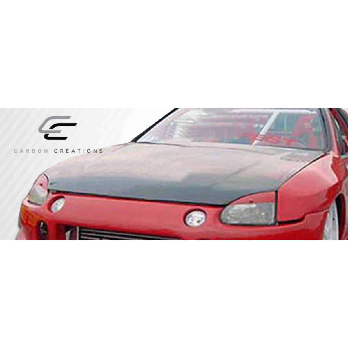 Modify your Honda Civic del Sol 1993 with our Exterior/Hoods - Front angle view of the hood replacement part