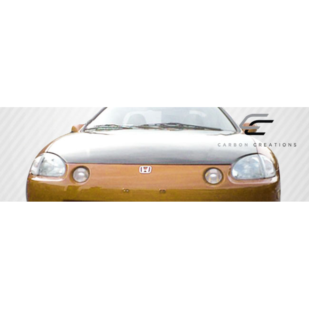 Modify your Honda Civic del Sol 1993 with our Exterior/Hoods - Front view of carbon fiber hood at angle