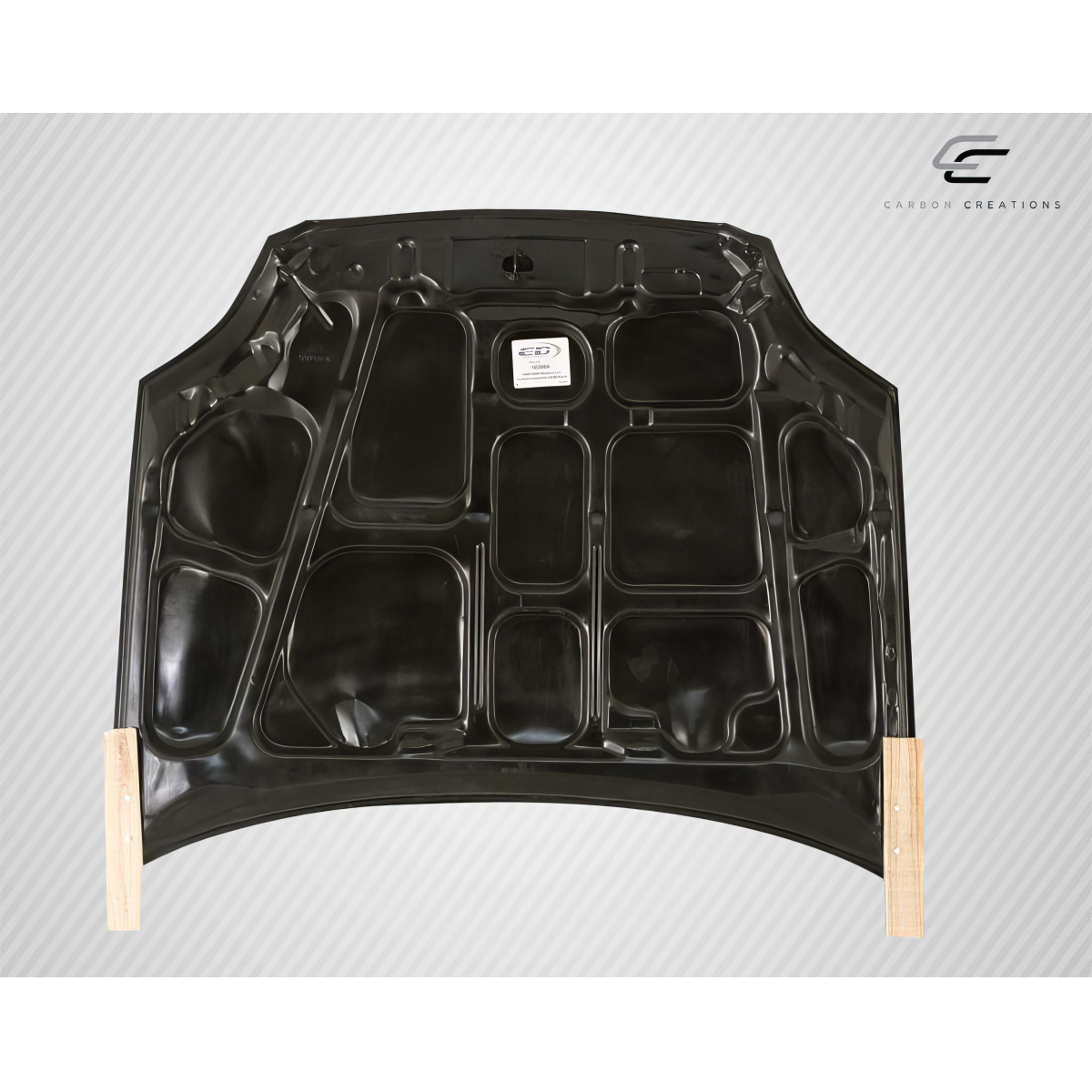 Modify your Honda Civic 1999 with our Exterior/Hoods - Top down view of carbon fiber hood part