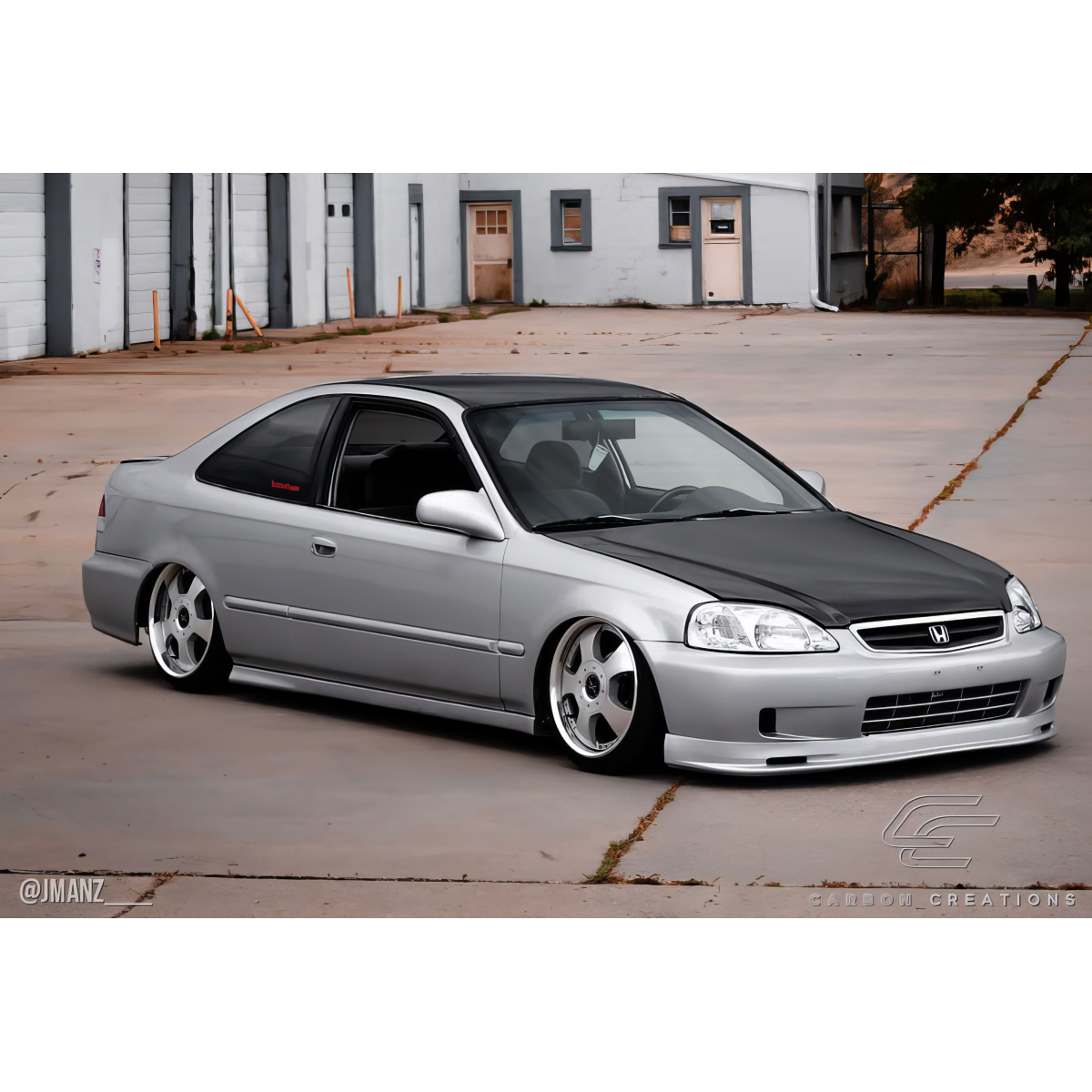 Modify your Honda Civic 1999 with our Exterior/Hoods - Vehicle shown at a low frontal angle