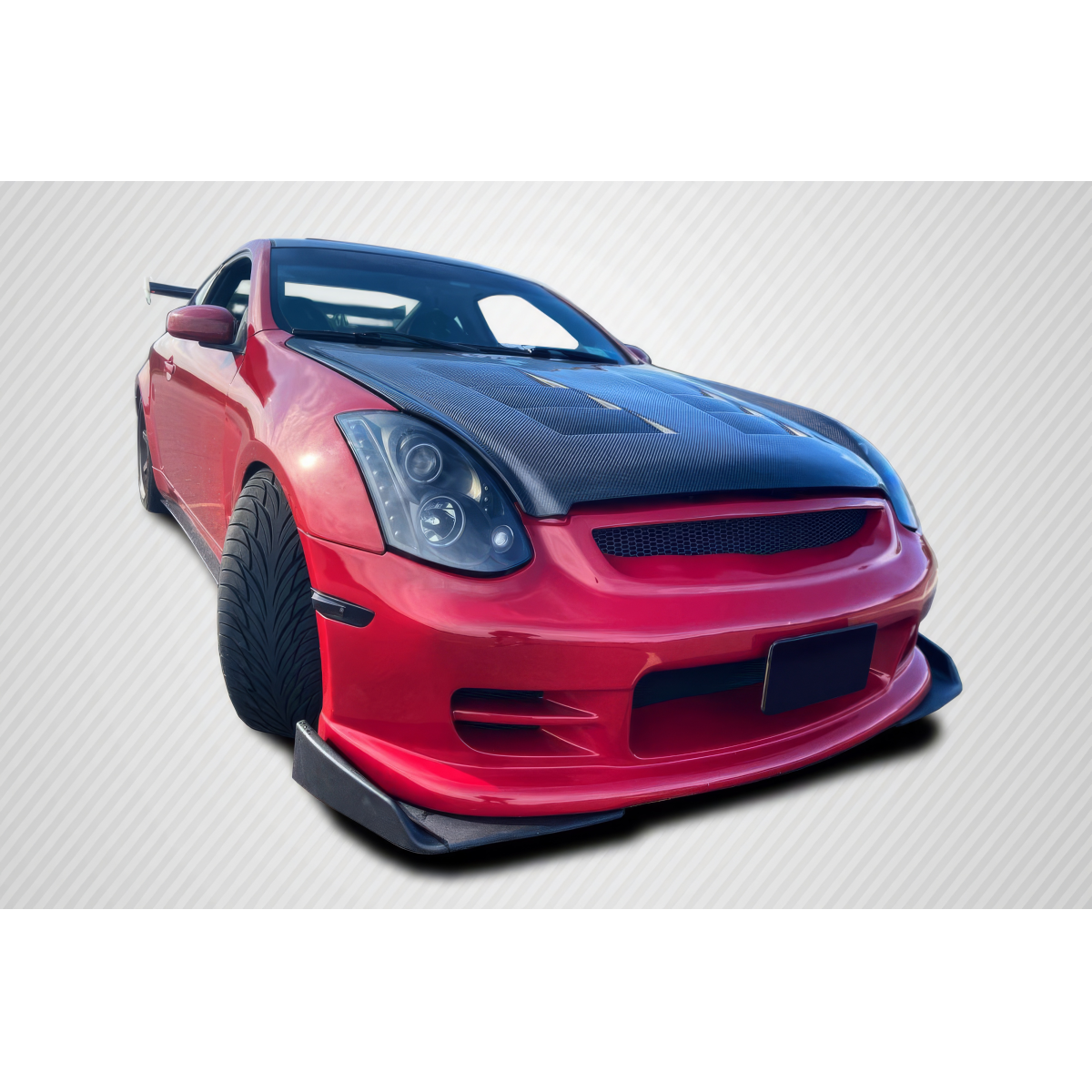 Modify your Infiniti G35 2003 with our Exterior/Hoods - Low front angle showing the hood and bumper