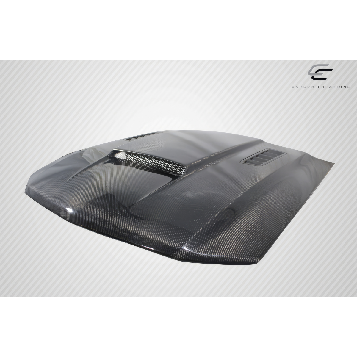 Modify your Ford Mustang 2010 with our Exterior/Hoods - Part viewed from a three quarter angle